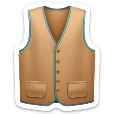 A 3D Apple-style emoji of a simple sleeveless vest (yelek), front view, minimal and clean design, soft fabric texture, neutral colors, cartoon-like and cute style sticker