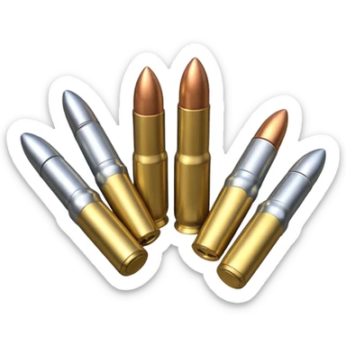 five gun bullets. four of them of one color and the fifth one of another color sticker