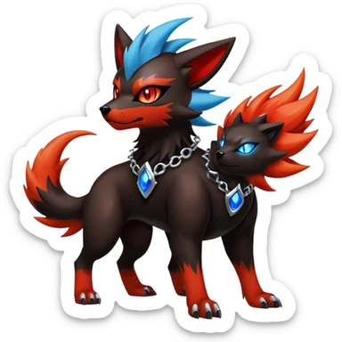 Shiny Gothic Exotic Punk’ish Cool Colorful Epic Futuristic Houndoom-Arcanine-Zorua-Torracat-Pokémon-Fakémon-hybrid-creature sticker