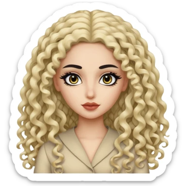 Pale Saudi pretty bratz baddie, black eyeliner, curly long hair sticker