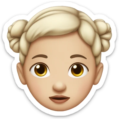 White little brown-eyed baby with two dark pigtails, plump lips sticker