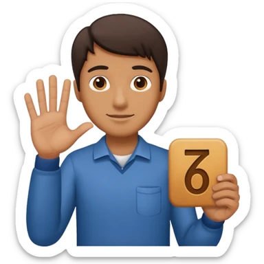 A Man holding the number 6 in one hand, and the number 7 in the other Hand.  sticker