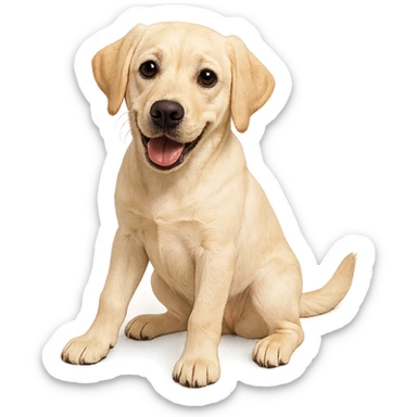 labrador girl, cute pose, friendly expression, light fur, big eyes sticker