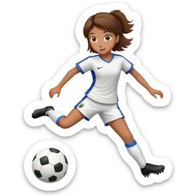 Girl with brown hair brown eyes playing soccer sticker