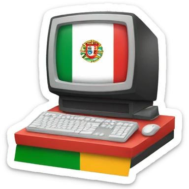 computer in the style of the portuguese flag sticker