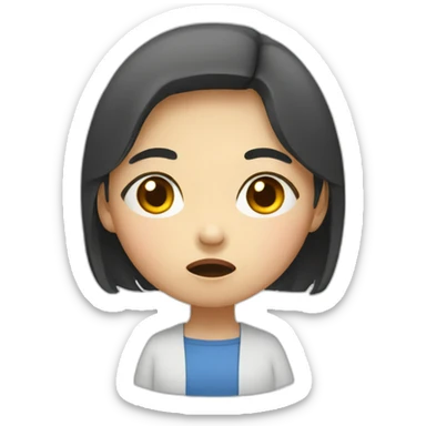 An Asian girl who is hungry and in a bad mood sticker