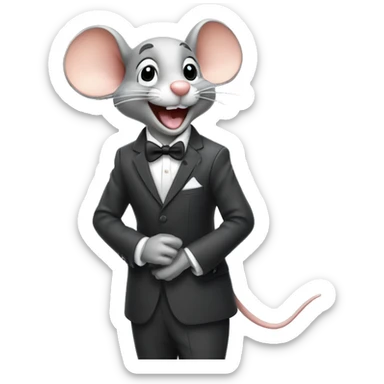 Happy mouse wearing a suit blowing a kiss sticker