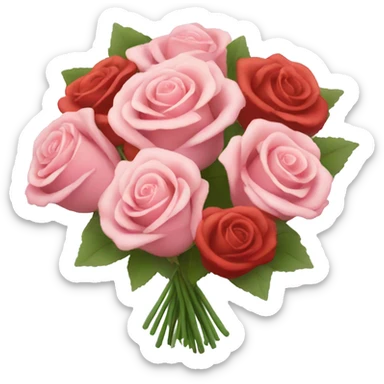 bouquet of pastel pink and red roses  sticker