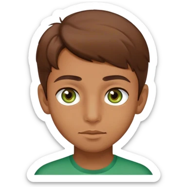 Pakistani boy  with hazel green eyes, brown hair and tan sticker