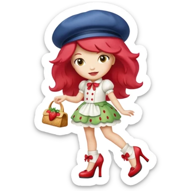 pretty and cute realistic modern day strawberry shortcake full body with high heels emoji sticker