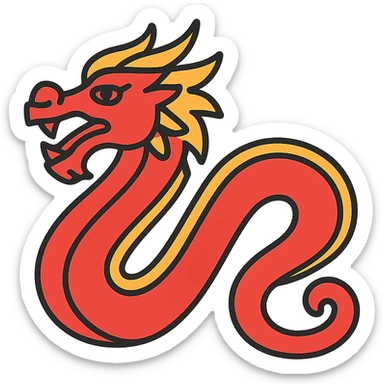 Chinese style dragon icon, elegant and flowing lines, traditional red and gold colors sticker