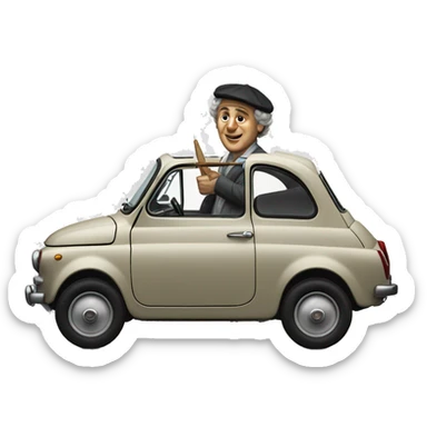 painter Goya driving a fiat 500 sticker