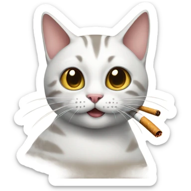 Cat with a cigarette sticker