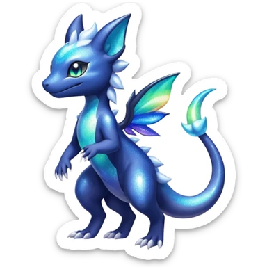 Rainbow crystalic Shiny pastel Nebulae Salandit-Meowstic-Noibat-Fakémon-hybrid-creature (full body)  sticker