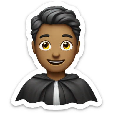 Teacher smiling while sweating with extra eyes and cape sticker