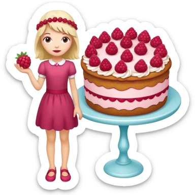 Raspberry torte human full body and legs girl with a raspberry barrette on her head sticker