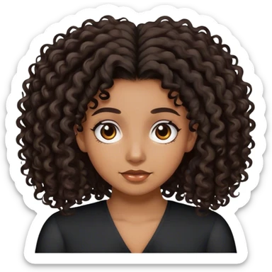 An brown AIRPLANE with darky curly hair in a hair tie sticker