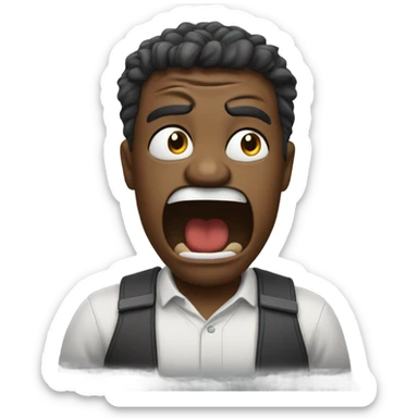 Crying and throwing a «fuck you» sticker