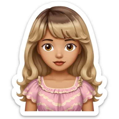 latina lady in a cute dress with bleached and brown wavy hair with bangs sticker