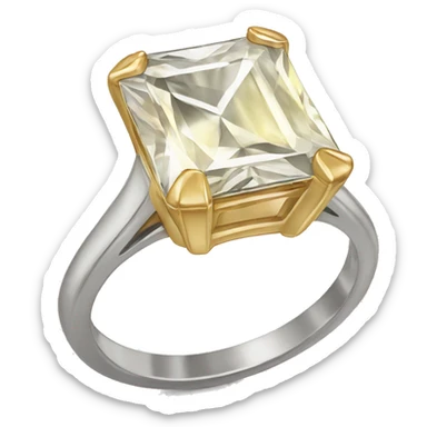 Gold radiant cut diamond ring sticker