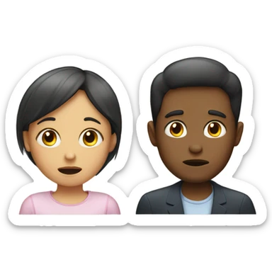 Girl and boy ate too much sticker