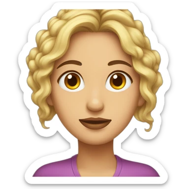 Mujer madura ojos pequeños con media melena rizada  sticker