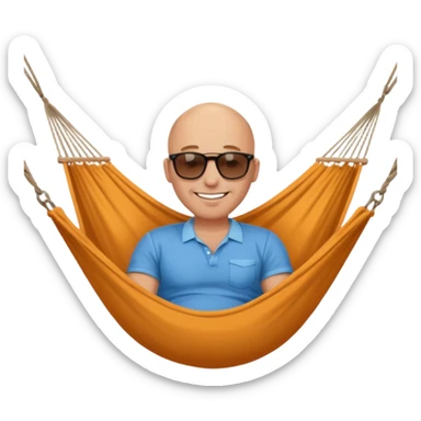 Bald man  in a hammock sticker