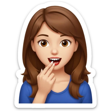 Une fille brune et blanche qui se mord l'ongle avec ses dents comme si elle draguait qqn sticker