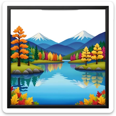Beautiful lake during the fall made of felt, scrapbooking sticker