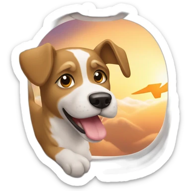 Perro viajando en un avion sticker