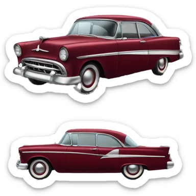 50's dark red car  sticker
