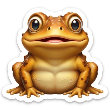 Cinematic Comical Toad Portrait Emoji, Head tilted dramatically with an exaggeratedly amused expression, featuring a robust, bumpy body with wide, comically expressive eyes full of playful disbelief and a quirky, textured face, Simplified yet hilariously expressive features, highly detailed, glowing with a slightly sassy woodland glow, high shine, dramatic yet playful, stylized with an air of quirky amphibian mischief, soft glowing outline, capturing the essence of a meme-worthy toad that looks ready to side-eye its way into viral fame! sticker