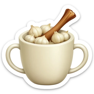 individual peeled garlic clove in a cup sticker