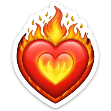 Black heart fire sticker