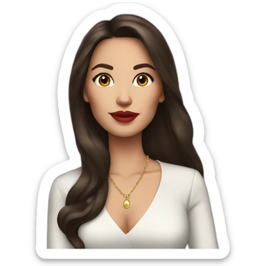 Brunette woman with long hair, painted lips, secretary and big earrings sticker