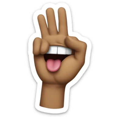 rock hands backwards tongue out sticker