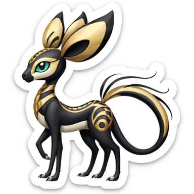  Egyptian Smooth Soft Glossy Tribal Exotic Colorful Tropical Meloetta-Venom-Heliolisk-Helioptile-fusion, full body, tribal markings  sticker