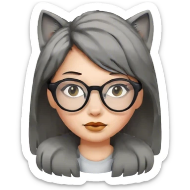 Girl with wolfcut hair and blacl glasses sticker