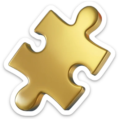 3D golden puzzle piece emoji #E9CB76, polished metal texture, floating on a deep midnight blue background #11263B, soft dramatic studio lighting, cinematic rim light, high quality 8k render. sticker