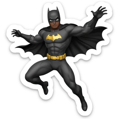 Batman heroically saving the world, dynamic action scene sticker