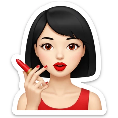 Chicas con pelo negro y corte bob haciendo que se muerde el dedo de manera picara sticker