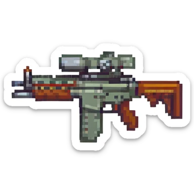 Battle rifle from Halo game, pixel art style sticker