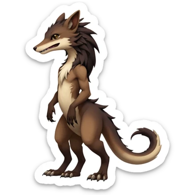 Brown and beige badass elegant wild beautiful natural cute badass epic anthro modern sergal-vernid-creature, full body, dark-brown-black-gradient pretty hair, outside, modern, aesthetic, art by LiLaiRa, art by art by Falvie sticker
