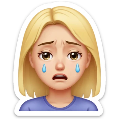 a girl crying in pain, sad, tears streaming down face sticker