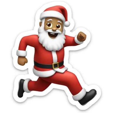 santa running, with a large stride and arms outstretched sticker
