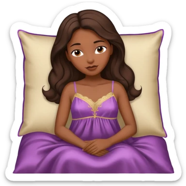 sleeping beauty african american woman with dark brown hair with a silk pillow sticker
