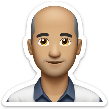 Working at my desk remotely from home balding Hispanic male with black balding hair and lighter skin sticker
