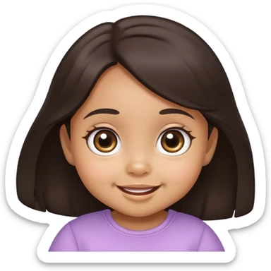 smiling baby girl with big eyes, medium skin tone, and dark hair sticker