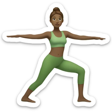 white girl with brown hair doing yoga in green tones  sticker
