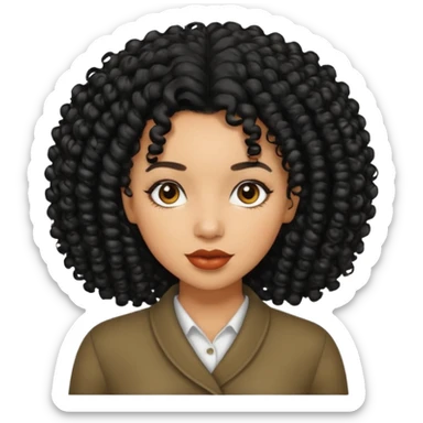 Uma mulher negra da pele clara com cabelo enrolado grande preto  sticker